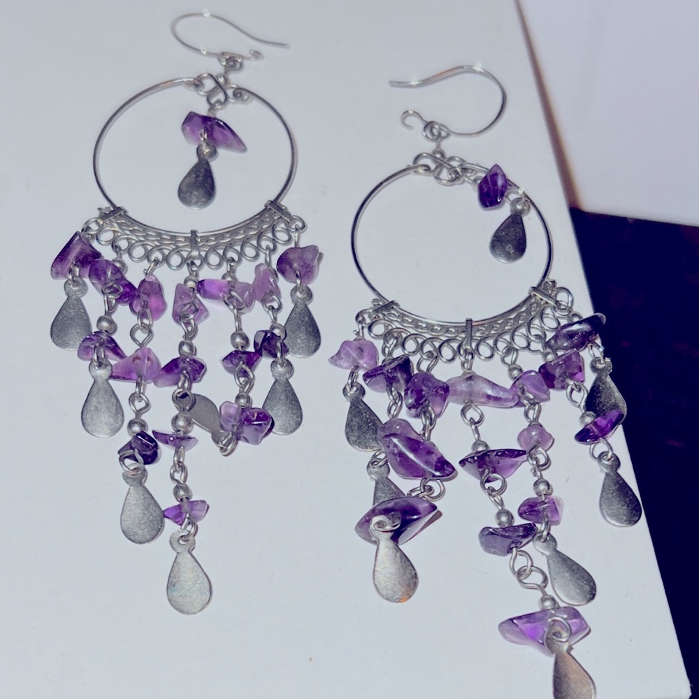 Artisan handmade Faceted amethyst chandelier vintage boho sty